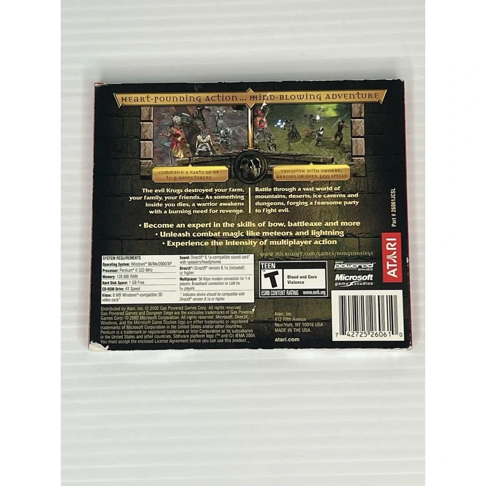 Dungeon Siege Atari Microsoft Game Studios PC 2004 RPG Chris Taylor W/Dust Cover